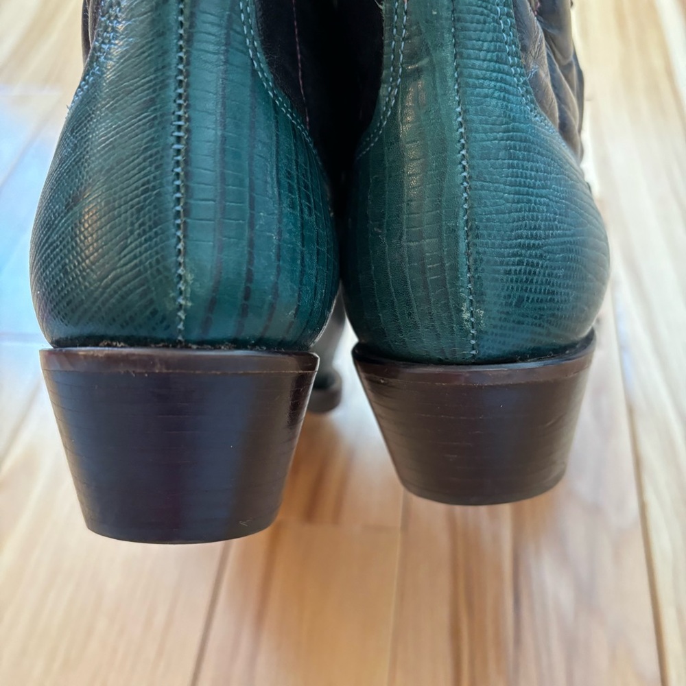 Vintage Nine West Navarra Green Leather Western Cowboy Boots - Picture 8 of 14